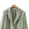 BBWM Vintage eleganckie kobiety trawa zielona kurtka moda kobiece robocze garnitur obróć jednopierierski płaszcz szykowny top casual casaco 210520