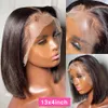 Perruques de cheveux humains brésiliens avant de dentelle courte Bob pour les femmes noires pré-cueillies 13x4 perruque synthétique droite HD fermeture frontale complète Wig6839835