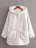 Płaszcz zimowy Kobiety Z Kapturem Faux Fur Coats Lambwool Kurtka Kobieta Teddy Casual Zipper 210521