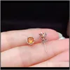 Stud Jewelrysuper Simple Natural Citrine Earrings 925 Pure Sier Price Feedback To Old Customers Including Certificate Package Drop Delivery 2