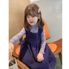 女の子のCordurooyベストのドレス秋と冬の新しいスタイルの子供のノースリーブの包帯暖かい紫サスペンダードレスWTA21 Q0716