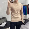 Herfst winter heren trui casual slim fit gebreide truien geborduurde pure kleur truien mannen O-hals knitwear kleding 210527