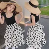 Girl Clothes Set Sleeveless Black Shirt and Dot Cake Skirt Summer Casual Clothing Suit for Children Outifts Birthday Outfit 210715