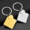 100% Stainless Steel Square Pendant Keychain Blank Army Ketting For Engraving Mirror Polished Car keyring Wholesale 10PCS 210409