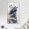 Modern Blue Abstract Feather Canvas Painting Nordic Poster and Prints Wall Art Picture for Living Room Luxury Decoration Cuadros