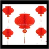 Autre événement Maison Jardin Drop Delivery 2021 26 Cm 10Inch Chinois Traditionnel Festif Rouge Lanternes En Papier Pour La Fête D'anniversaire De Mariage Decoratio