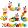 Dzieci Zabawki Drewniane Worm Puzzle Kolorowe Wąż Kształt Skręcanie Insect Baby Early Learning Finger Toys Dla Dzieci Montessori Prezent