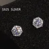 Real S925 Sterling Stud Earrings Simple Fashion Women Wedding Bridal Jewelry Round Cut White Topaz CZ Diamond Gemstones Party Gift