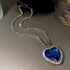 ビッグクリスタルハートペンダントネックレスの女性のためのフルラインストーンネックレスのタイタニック青い心愛永遠のジュエリーG1206