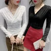 Mode femme Blouses Sexy Slim col en v Blouse chemise femmes vêtements femmes hauts et chemisiers à manches longues Blouse femmes C857 210602