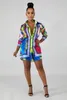 Fashion print voor dames Casual Slim Long Sleeveved Shirt Street Spot Plus Size S-2XL J1794