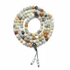 Jewelry Stainless Steel Accessories 108 Buddhist Prayer Mala Bracelet Tiger Eye Stone White Pine Agate Necklace