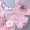 Bear Leader Kids Girls Spring Costumes New Fashion Baby Girl Flowers Appliques Dress Children Wedding Floral Princess Vestidos G1129