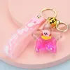 Creative Moving Liquid Quicksand Keychain Chaveiro Cachado Cinco-Mainted Estrela Flutuante Keyring para Mulheres Saco de Encanto Pingente Keyfob Accessries G1019