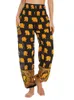 Bohemia Ladies Golden Elephant Printed High Waist Pants Thailand Elastici Jogger Woman Trouser Summer Thin Harem 210604