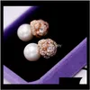 Boucles d'oreilles de perles de fleur de zircon de diamant Camillia pour femme Filles Super scintillantes Mode Designer de luxe 925 Silver Post C6ST J74SA