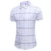 45KG120KG SUMMER NY KOREAS Fashion Mens Short Sleeve Plaid Shirt Daily Casual Button Shirts 4xl 5xl 6xl 7xl 210412