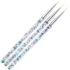 3Pcs Acrylic French Stripe Nail Art Liner Brush Set 3D Tips Manicure Ultra-thin Line Drawing Pen UV Gel Brushes Painting Tools