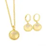 Europe America Fashion Style Jewelry Sets Lady Women Gold/Silver/Rose-colour Engraved V Initials Setting Diamond Ball Charm Necklace Hoop Earrings Q93748 Q96788