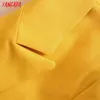 Kobiety Moda Żółty Płaszcz Blazer Vintage One Button Z Długim Rękawem Kobiet Odzieży Odzieży Weszłorowe Topy 4M139 210416