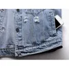 Gilet da donna Corto Gilet di jeans Donna 2022 Primavera Autunno Moda Giacca senza maniche Allentato Plus Size Foro Jeans Gilet Donna Top G301