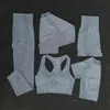 5 PC Seamless yoga set Fitness Sports Suits GYM Clothing Yoga T-Shirts+High Waist leggings+Bra+shorts Workout sets 211230