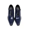 Scarpe oxford da sposa con tacco alto da uomo fatte a mano Scarpe eleganti da uomo in vera pelle blu Scarpe formali da uomo