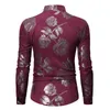 3d Golden Rose Floral Design Slim Fit Koszula Mężczyźni Wiosna Z Długim Rękawem Mężczyzna Sukienka Koszulki Party Ślubna Koszula Tuxedo Dla Mężczyzn 210522