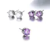 Natural Purple Amethyst Stud Earrings For Women Real 925 Sterling Silver Crown Crystal Wedding Party Jewelry Earring