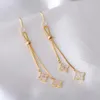 Stud OYB Lange keten Tassel vierbladige klaver hanger oorbellen Koreaanse vrouwen klassieke oorhaak sieraden mode earring321k
