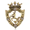 Pins, Brooches WYBU Crown Horse Brooch Rhinestone Badge High-end Clothes Pin Accessories Fashion Suit Corsage
