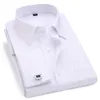 Mężczyźni Francuski mankiet Sukienka Koszula 2022 Biały Z Długim Rękawem Przyjemni Przyciski Koszula Koszula Mężczyzna Marka Koszulki Regularne Fit Cufflinks zawarte 6XL 220222