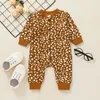 Casual Neugeborenen Baby Mädchen Jungen Langarm Overall Baumwolle Pflanzen Gedruckt Rundhals Taste Unten Kleinkind Infant Lange Strampler