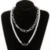 Punk Hiphop Cuban Chain Choker Collana Collana Set per le donne Vintage Pearl Collanes Coin Pendant Uomo Gioielli da uomo