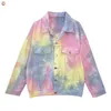 Printemps et automne amour câlin les mêmes vêtements couleur arc-en-ciel veste tie-dye hommes femmes 211014