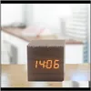 Other Clocks Accessories Creative Led Wooden Square Clock Multifunction Digital Alarm For Home School Bamboo Wood White Character Wzxv 5Jq1J