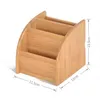 3 Grid Bamboo Remote Control Storage Box Stationery Headphone Cable Cell Phone Desktop Organizer 211112