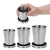 Stainless Steel Folding Cup Portable For Outdoor Travel Retractable Telescopic Collapsible Cups With Keychain