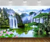 Custom photo wallpapers 3d murals wallpaper Chinese Pastoral Forest Waterfall Landscape Background Wall papers home Decoration Painting