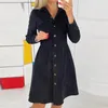 Casual Dresses Fall 2021 Women's Dress Fashion Lapel Solid Color Single-breasted Long-sleeved Shirt Comfortable And Vestido