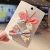 2pcs/set New Cute Bows Flower Printe Hair Clips For Girls Kids Princess Sweet Hairpin Headdress Fashion Baby Hair Accessories