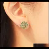 スタッドトレンディなdruzy drusy for women statement jewelry gold flated round circle stud earringsクリスマスギフト耳スタッズ3qjl7285572