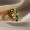 Wedding Rings Luxury Green Crystal Irregular Gold Weeding Marquise Cut Cubic Zirconia Engagement Party Jewelry Accessories GIfts9852908