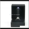 Boîtes Drop Delivery 2021 Led Lighted Box Boucle D'oreille Anneau De Mariage Cadeau Paquet Affichage Emballage Lumières Bijoux Creatived Case Holder 164 R2 K0