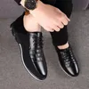 Chaussures en cuir décontractées tendance hommes d'affaires chaussures à lacets noirs confortables résistant à l'usure mâle en caoutchouc antisismique Zapatos taille 38-48