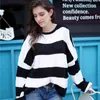 Fashion Striped Loose Ladies Sweater Pullover women Autumn Winter Arrival Green Jumpers Knit Sweaters Women Pull Femme 210508