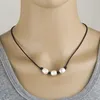 Pearl Single Cultured Freshwater Pearls Necklace Choker for Women Genuine Leather Jewelry Handmade, Black, 14 inches