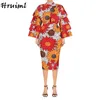 Vintage vrouw jurk mode bloemen print ruche lange mouw standaard kraag hoge taille midi vrouwelijk slank boho strand 210513