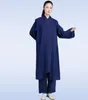 Spring Autumn Taiji Suits female Taijiquan practice clothes Sanbao collar linen Wudang Taoist clothes martial arts Male clothing