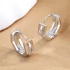 Hoop & Huggie Women's Fashion Multilayer Geometric Earrings Shiny Micro Crystal Small Huggies Silver Color Female Earring Jewelry Gift